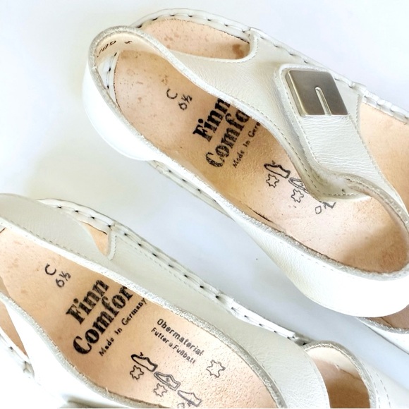 Finn Comfort Luxor Backstrap Adjustable Velcro Sandal Bone/ Ivory 6.5  C UK 9 US - Picture 10 of 11